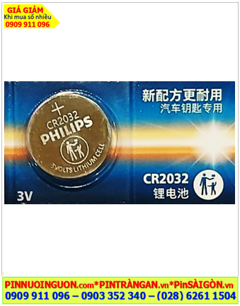 Philips CR2032, Pin 3v lithium Philips CR2032P5BC/93 với 210mAh chính hãng